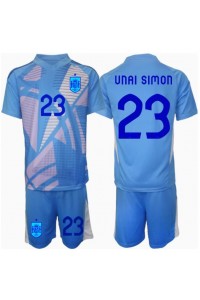 Spania Unai Simon #23 Keeper Babyklær Hjemme Fotballdrakt til barn EM 2024 Korte ermer (+ Korte bukser)